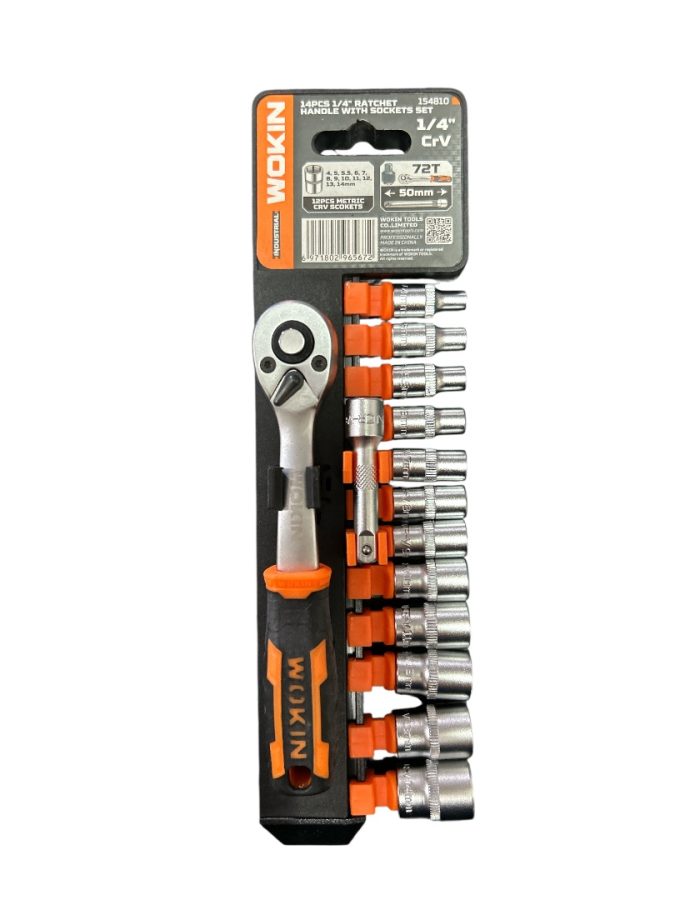 Set di Bussole Esagonali 1/4” pz12 con cricchetto reversibile